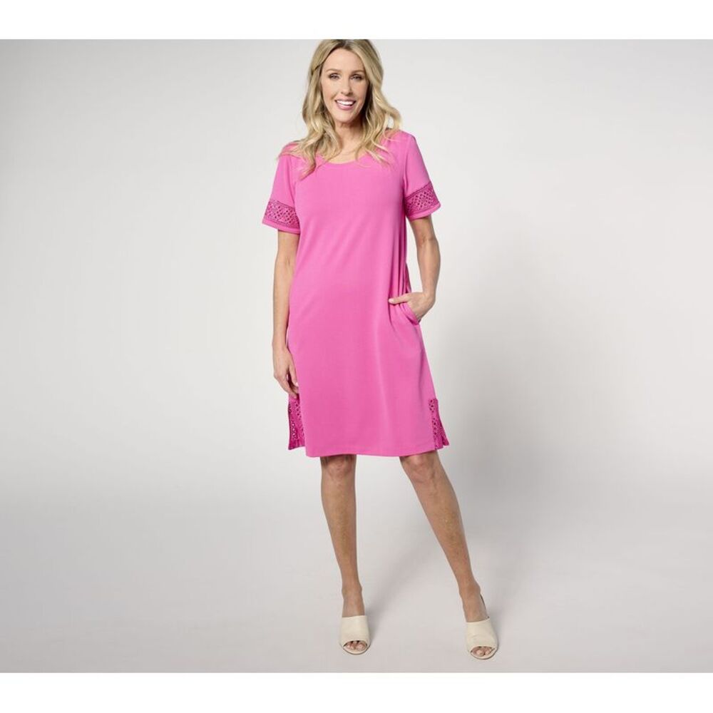 Isaac Mizrahi Live! Women's Dress Sz S Short Sleeve Pebble Knit Pink A645017